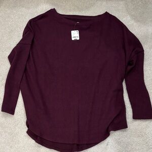 NWT free people We The Free Chocolate Grape Waffle Knit Pullover size XL